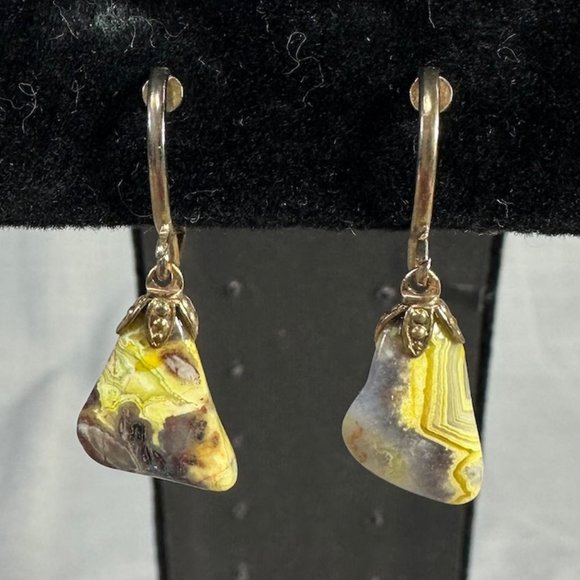 Vintage Bumblebee Jasper Clip On Earrings - Picture 5 of 13